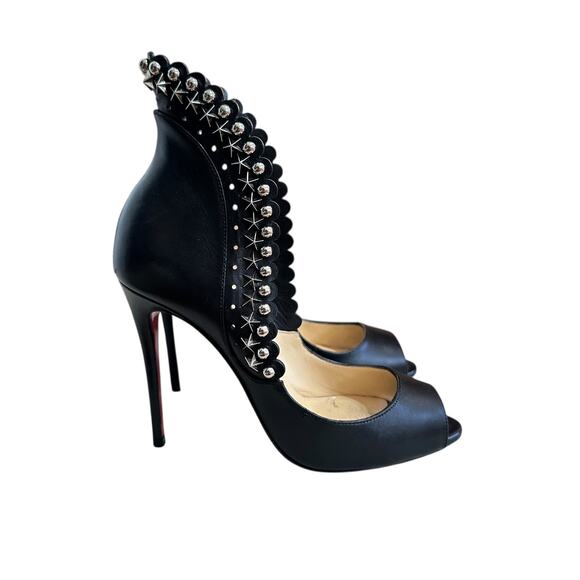 Christian Louboutin Womens Roucouloulou Pumps High Heel Black Studded Size 35 - Picture 2 of 16